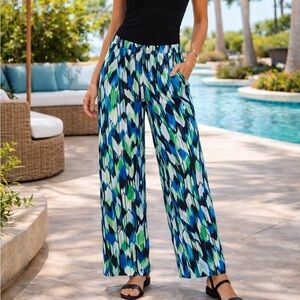 Cato Palazzo Pants Colorful Marbled Wide Leg Size 18/20W Resortwear
